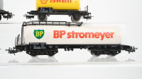 Märklin H0 Konvolut 3 Kesselwagen "Shell, Aral, Esso" 2-achsig, Kesselwagen "BP" 4-achsig DB