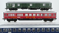 Fleischmann H0 Konvolut 2 Personenwagen "Touropa" 4-achsig, Speisewagen "DSG" 4-achsig, Gepäckwagen 4-achsig DB/u.a.