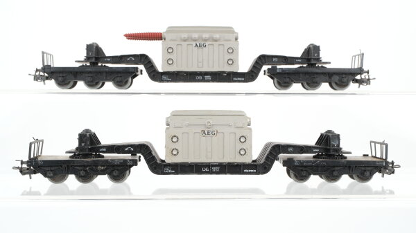 Unbekannt H0 Konvolut 2 Tiefladewagen mit Trafo DB (unvollständig)
