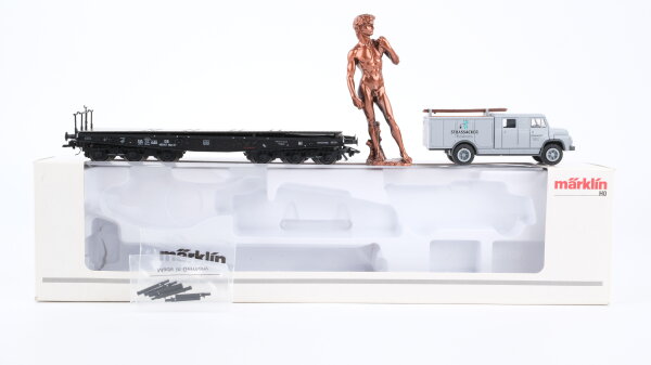 Märklin H0 48007 Museumswagen 2007 Schwerlastwagen mit Statue + LKW DB (Träger f. Bronzefigur fehlt)