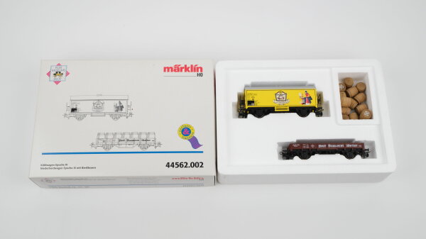 Märklin H0 44562.002 Kühlwagen Epoche IV und Niederbordwagen Epoche IV mit Bierfässern DB
