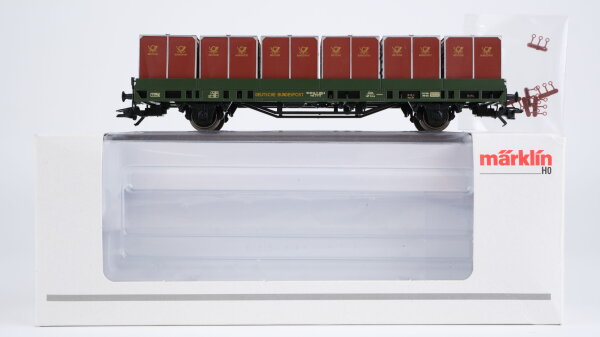 Märklin H0 48584 Niederbordwagen mit Rollplattenbehältern  Post 2-t13 der DBP