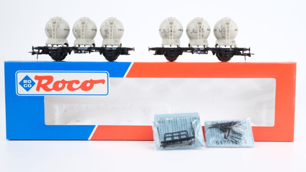 Roco H0 46520 Behältertragewagen-Set (Kugelbehälter, Von Haus zu Haus) DB