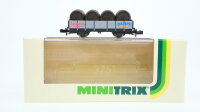 Minitrix N 13805 Niederbordwagen mit Holzfässern Staufen Bräu
