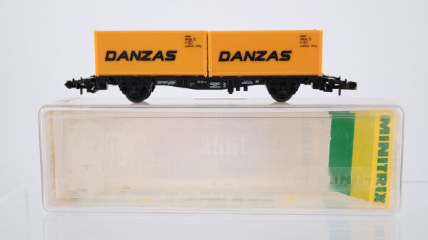Minitrix N 51 3282 00 Containertragwagen Danzas Lgjs 599 DB