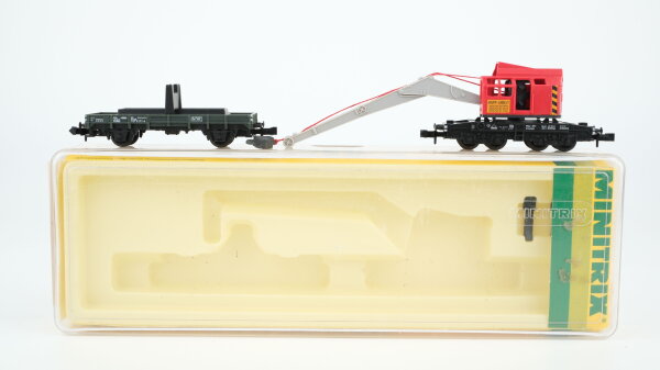 Minitrix N 51 3590 00 Kranwagen mit Schutzwagen DB