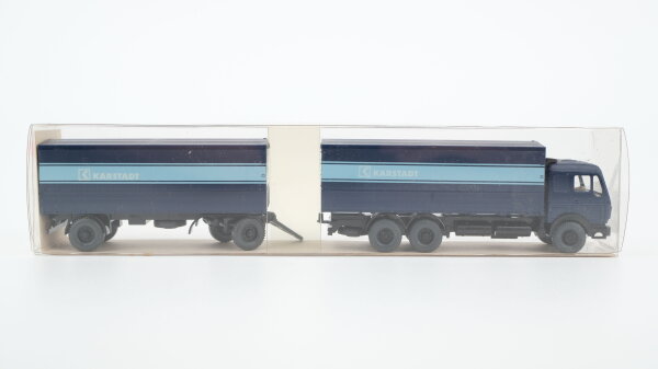 Wiking H0 27456 Mercedes-Benz 2235 Pritschen Fernlastzug "Karstadt" dunkelblau