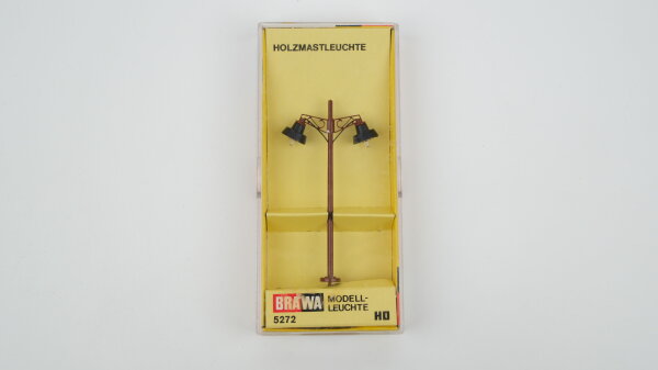 Brawa H0 5272 Holzmastleuchte doppelt (in Acrylbox)