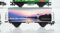 Märklin H0 Konvolut 3 Kühlwagen "Sauschwänzle Bahn, Zeit für Lübzer, Forst", Containertragewagen "Hengstenberg" FS/u.a.
