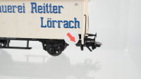 Märklin H0 Konvolut 2 gedeckte Güterwagen "Brauerei zum Waldhorn, Brauerei Dinkelacker", 2 Kühlwagen mit Bremserhaus "Brauerei Reitter Lörrach, Bierbrauerei Jaenisch" Länderbahn (Abbruch vorhanden)