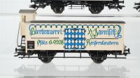 Märklin H0 Konvolut 2 gedeckte Güterwagen "Brauerei zum Waldhorn, Brauerei Dinkelacker", 2 Kühlwagen mit Bremserhaus "Brauerei Reitter Lörrach, Bierbrauerei Jaenisch" Länderbahn (Abbruch vorhanden)