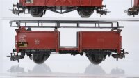 Märklin H0 Konvolut 1 Hochbordwagen, 2 Hochbordwagen mit Bremserhaus, 1 Autotransportwagen DB