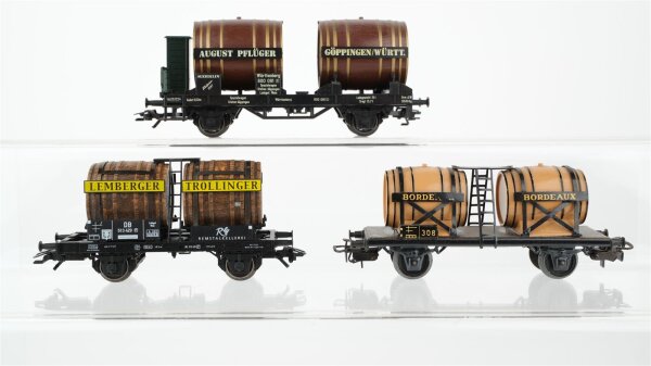 Märklin H0 Konvolut 3 Weinfasswagen "308 Bordeaux, August Pflüger, Lemberger Trollinger" DB/u.a.