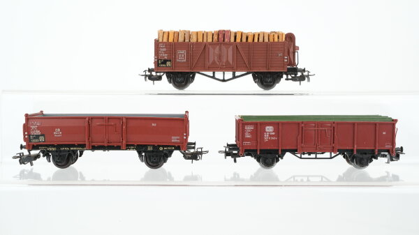 Märklin H0 Konvolut 2 Hochbordwagen, 1 Hochbordwagen mit Bremserhaus DB (Abbruch)