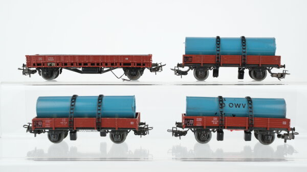 Märklin H0 Konvolut 3 Niederbordwagen mit Ladung "Rohr" 1 Niederbordwagen DB