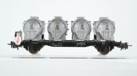 Unbekannt H0 Konvolut 1 Niederbordwagen, 1 Hochbordwagen mit Zugschluss, 1 Behältertragewagen DB (Abbruch)