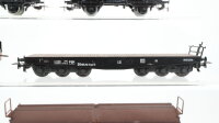 Unbekannt H0 Konvolut 2 Kesselwagen, 1 Schwerlastflachwagen, 1 Schiebedachwagen, 1 Klappdeckelwagen mit Schienenreiniger, 1 Tender Dr/Mav/u.a. (Abbruch)