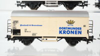 Märklin H0 Konvolut 4 Bierwagen "Dortmunder Kronen, Tuborg, Doppelbock Dunkel, Nibelungen-Bier" DB/DSB