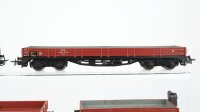 Märklin H0 Konvolut 2 Niederbordwagen, 1 Niederbordwagen mit Raupe, 1 Niederbordwagen mit Zugschluss beleuchtet DB