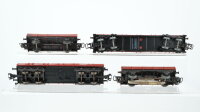 Märklin H0 Konvolut 2 Niederbordwagen, 1 Niederbordwagen mit Raupe, 1 Niederbordwagen mit Zugschluss beleuchtet DB