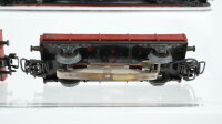 Märklin H0 Konvolut 2 Niederbordwagen, 1 Niederbordwagen mit Raupe, 1 Niederbordwagen mit Zugschluss beleuchtet DB