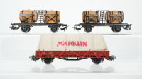 Märklin H0 Konvolut 1 Niederbordwagen mit Plane, 2...