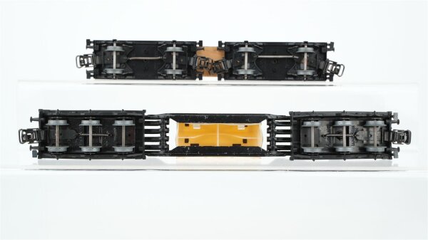 Märklin H0 Konvolut 2 Drehschemelwagen mit Holzbalken, 1 Schwerlastwagen mit Überseekiste "BAHIA" DB