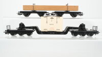 Märklin H0 Konvolut 2 Drehschemelwagen mit Holzbalken, 1 Schwerlastwagen mit Überseekiste "BAHIA" DB