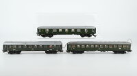Märklin H0 Konvolut 2 Personenwagen 2.Kl. grün beleuchtet, 1 Packwagen grün beleuchtet, DB (Beleuchtung ungetestet)