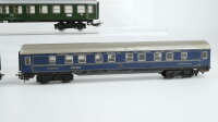 Märklin H0 Konvolut 1. Packwagen grün, 1 Personenwagen 2.Kl. grün, 1. Personenwagen 1.Kl. blau, 1 Speisewagen "DSG" rot, 1 Schlafwagen balu DB/CIWL (Abbruch)