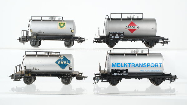 Märklin H0 Konvolut 4 Kesselwagen "Aral, BP, Gasolin,  Melktransport" DB/u.a.