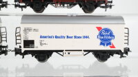 Märklin H0 Konvolut 3 Kühlwagen "Bitburger Pils, Krautfest Leinfelden, Pabst Blue Ribbon", 1 gedeckter Güterwagen DB