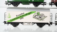 Märklin H0 Konvolut 3 Kühlwagen "Bitburger Pils, Krautfest Leinfelden, Pabst Blue Ribbon", 1 gedeckter Güterwagen DB
