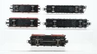 Märklin H0 Konvolut 1 Autotransportwagen, 2 Hochbordwagen, 2 Niederbordwagen grau DB/u.a. (Abbruch)