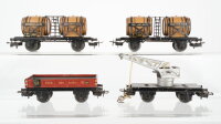 Märklin H0 Konvolut 2 Weinfasswagen "Bordeaux", 1 Niederbordwagen "364", 1 Kranwagen