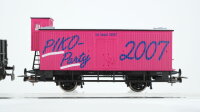 Piko H0 Konvolut 2 gedeckte Güterwagen "Cinzano", 1 Hochbordwagen grau, 1 gedeckter Güterwagen mit Bremserhaus "Piko Party 2007" FS/P.K.P./u.a.