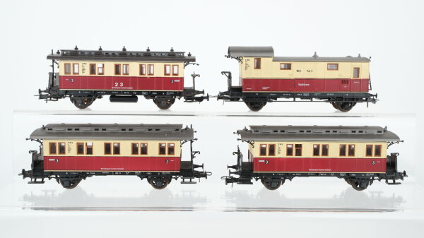 Roco H0 Konvolut 3 Personenwagen 3.Kl. beige/rot, 1 Packwagen beige/rot WEG