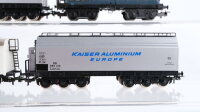 Klein Modellbahn H0 Konvolut 1 Kühlwagen "50 Jahre Kleinbahn", 1 Schwerölwagen, 2 Tonerdetransportwagen "Kaiser Aluminium Europe" DB/u.a.