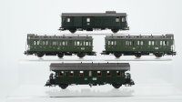 Roco H0 Konvolut 1 Personenwagen 2.Kl., 1 Abteilwagen mit Bremserhaus 1.Kl. 3-achsig,, 1 Abteilwagen mit Bremserhaus 2.Kl. 3-achsig, 1 Packwagen DB