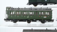 Roco H0 Konvolut 1 Personenwagen 2.Kl., 1 Abteilwagen mit Bremserhaus 1.Kl. 3-achsig,, 1 Abteilwagen mit Bremserhaus 2.Kl. 3-achsig, 1 Packwagen DB
