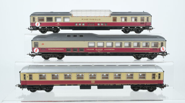 Lima H0 Konvolut 1 Panoramawagen "Rheingold", 1 Speisewagen "TEE", 1 Abteilwagen 1.Kl. beige/rot, DB (Abbrüche)