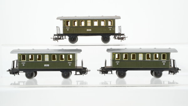 Märklin H0 Konvolut 3 Personenwagen 2.Kl. grün Blech Nebenbahn