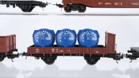 Lima H0 Konvolut Flachwagen mit Stirnbändern, Niederbordwagen mit Bremserhaus und drei Behältern "Löwanbräu", Silowagen ""SMTS", Hochbordwagen, Flachwagen SNCF/FS/u.a.