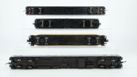 Roco H0 Konvolut 1. Personenwagen mit Bistro-Cafe 1.Kl. blau/grau, 1 Abteilwagen 2.Kl. blau, 1 Mitteleinstiegwagen 1./2.Kl. grün, 1 Messegerätewagen gelb DB