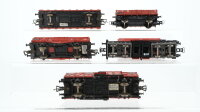 Fleischmann H0 Konvolut 2 Niederbordwagen, Hochbordwagen, Selbstentladewagen, gedeckter Güterwagen DB/u.a. (eine Schiebetür klemmt)