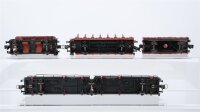 Unbekannt H0 Konvolut Niederbordwagen, Selbstentladewagen, Rungenwagen mit Bremserhaus (Rungen unvollständig), Doppel-Autotransportwagen (ohne Ladung) DB/u.a.