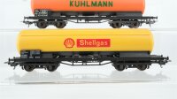Lima H0 Konvolut 2 Tankwagen 4-achsig (Shellgas, Kuhlmann), 2 Hochbordwagen 2-achsig SNCF/u.a.