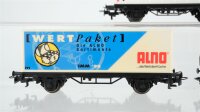 Märklin H0 Konvolut 2 Containertragewagen "Alno Wert Paket IMM 98, 100 Jahre Tengelmann", 1 Gedeckter Güterwagen mit Bremserhaus "Tengelmanns Kaffee-Geschäft" DB/DR