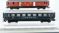 Märklin H0 Konvolut 2 Personenwagen "Touropa 346/6" blau, 1 Schlafwagen "DSG 346/3", 1 Packwagen "SJ" braun