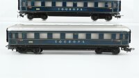 Märklin H0 Konvolut 2 Personenwagen "Touropa 346/6" blau, 1 Schlafwagen "DSG 346/3", 1 Packwagen "SJ" braun